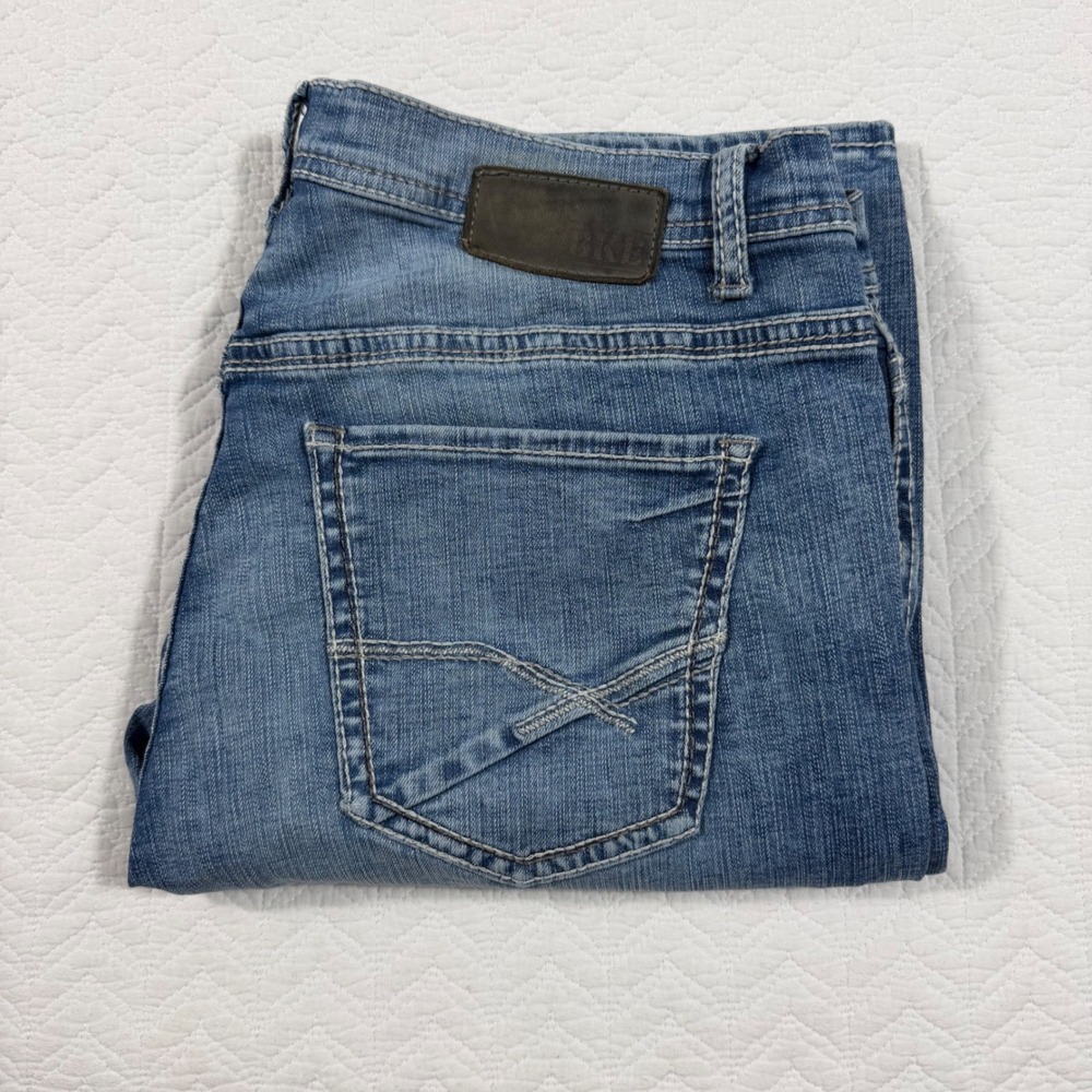 BKE Derek Mens Jeans 36x32 Stretch Straight Leg Mid Wash Blue *READ*